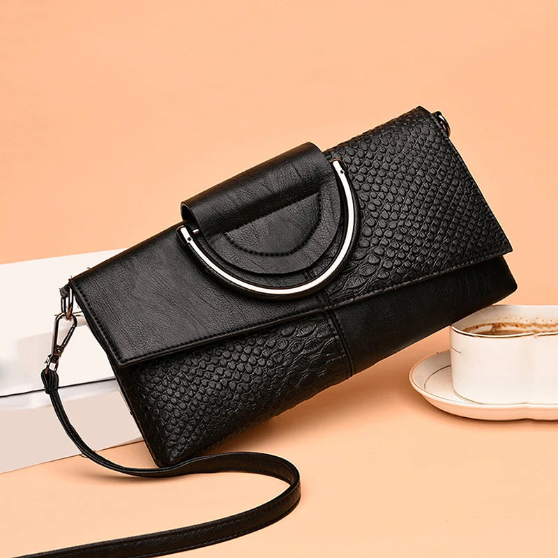 Fashion Envelope Saddle Bag | Soft PU Leather Crossbody Clutch Luxegan