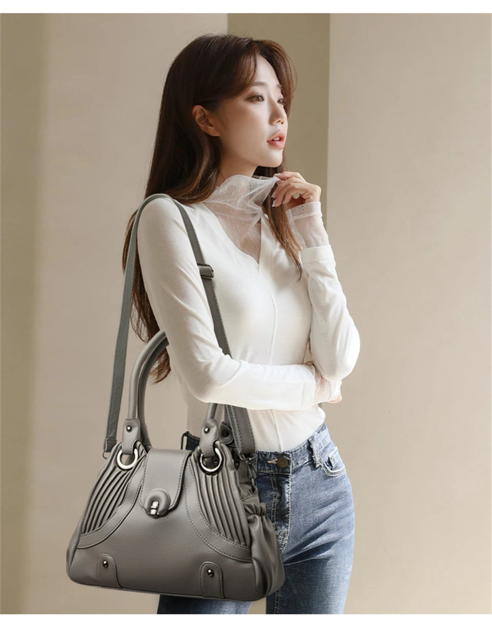 Fashion Women Luxury Handbags | Ladies Designer Large Capacity Tote | Soft Leather Crossbody Messenger Bag Luxegan