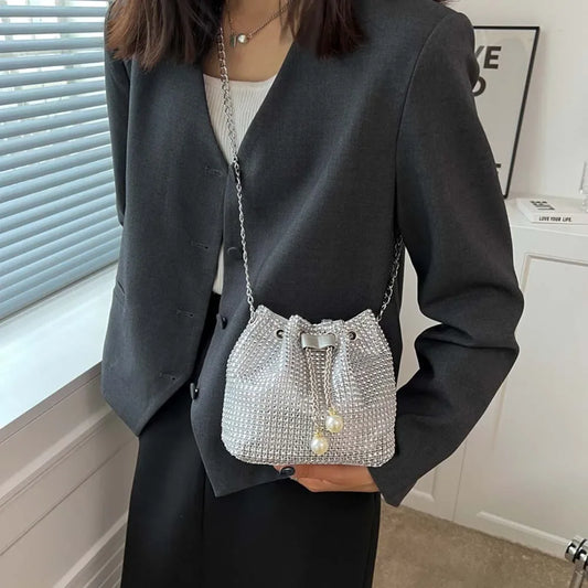 Fashion Evening Bag for Women | Shiny Crossbody & Rhinestone Bucket Bag Luxegan