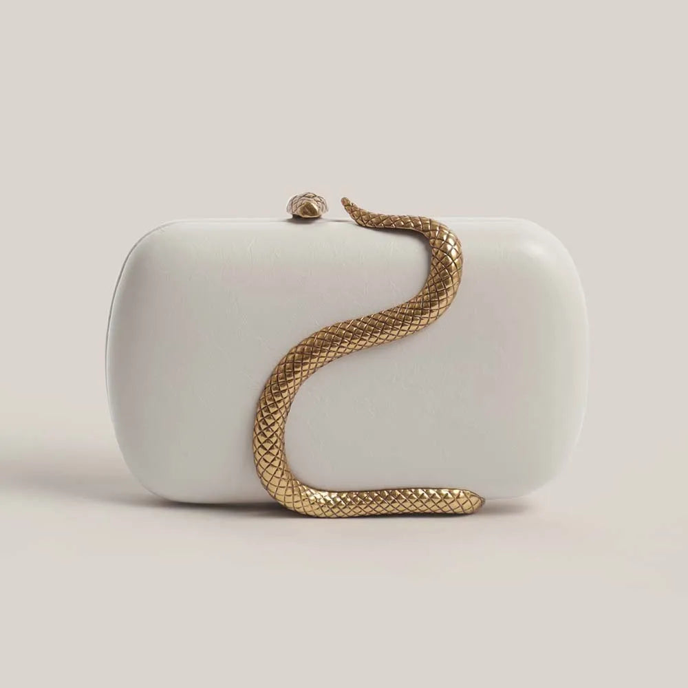 Snake-Texture Crossbody Clutch Bag | Sophisticated Fashionable Designer Dinner Bag | Elegant Luxury Brand Shoulder Purse | "Dignified" Moderate-Hardness PU Handbag for Versatile Styling Luxegan