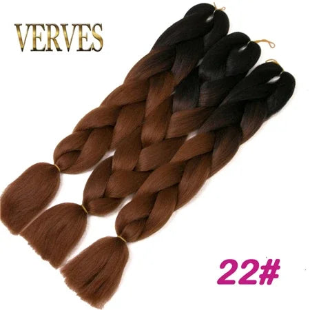 Synthetic Jumbo Braid Kanekalon Braiding Hair 24in | Ombre & Solid Colors | 100g