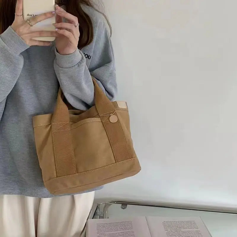 Women's Tote Bag Canvas Sewing Thread | Large Capacity Advanced Sense Handbag & Convenient Practical Female Commuter Bag Luxegan
