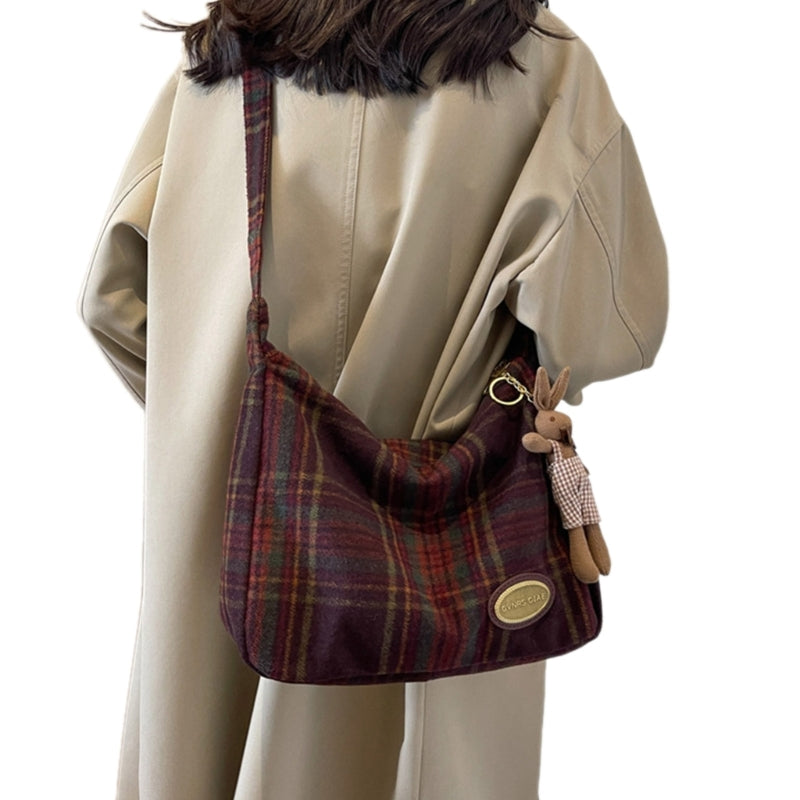 Trendy Plaid Crossbody Bag | Elegant & Practical Vintage Shoulder Handbag for Women (Soft Polyester for Everyday Use) Luxegan