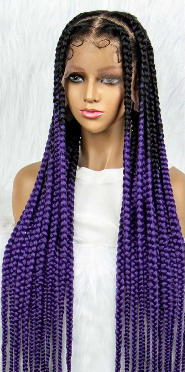 36" Orange Knotless Box Braids Wig | Transparent Full Lace | Baby Hair Luxegan