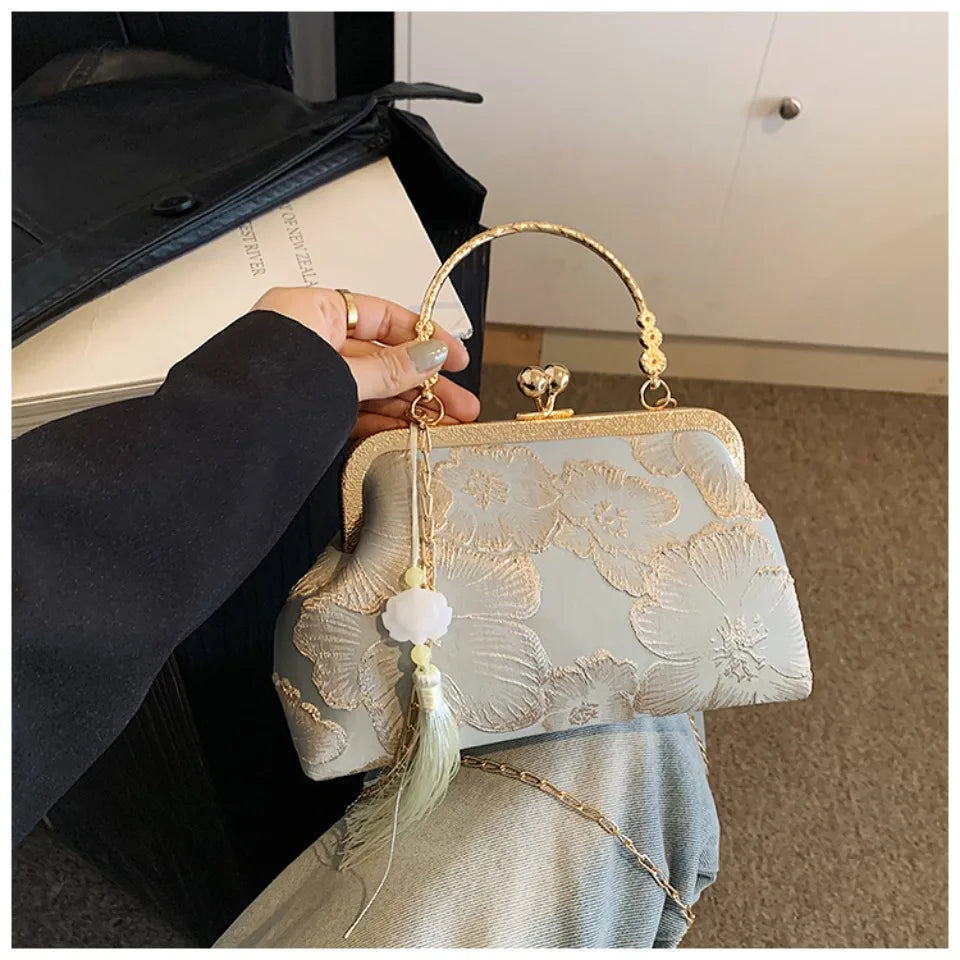 Chinese Style Embroidered Shoulder Bag | Retro Small Square Handbag & Luxury Evening Clutch Luxegan