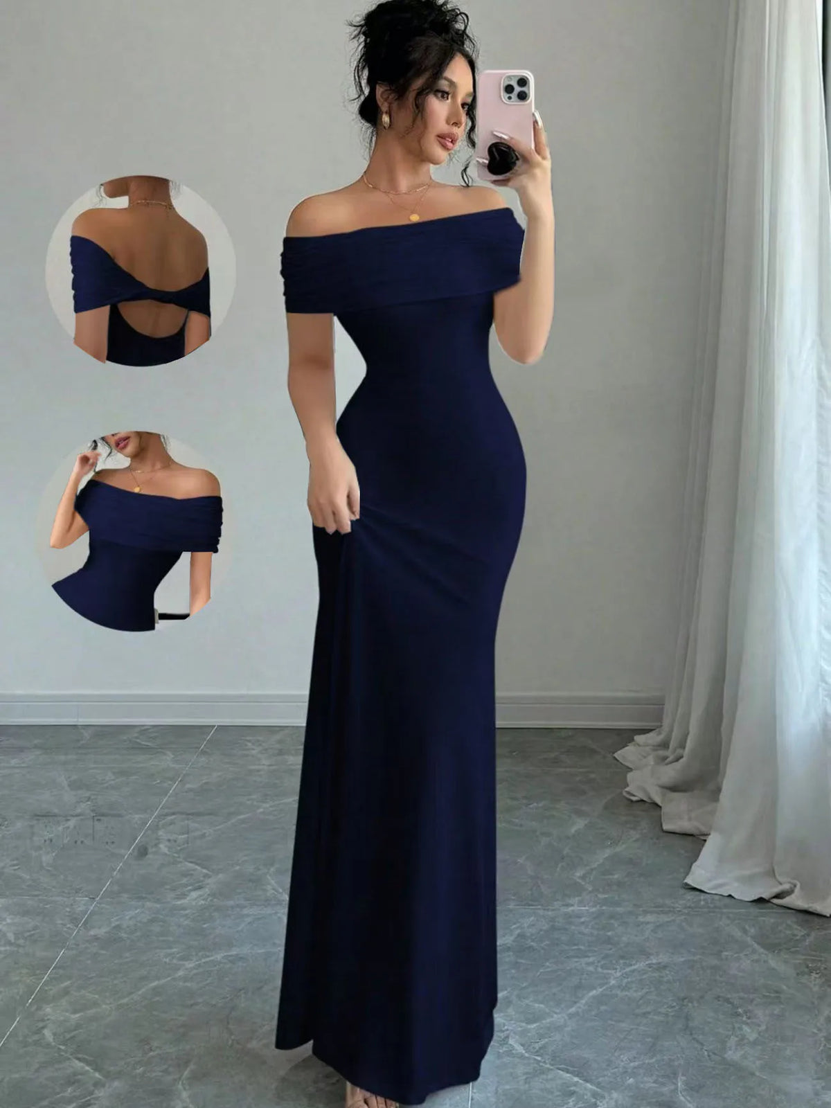 Solid Slash Neck Sleeveless Regular Fit Sheath Ankle-Length Knit Dress – Spring/Summer Luxegan