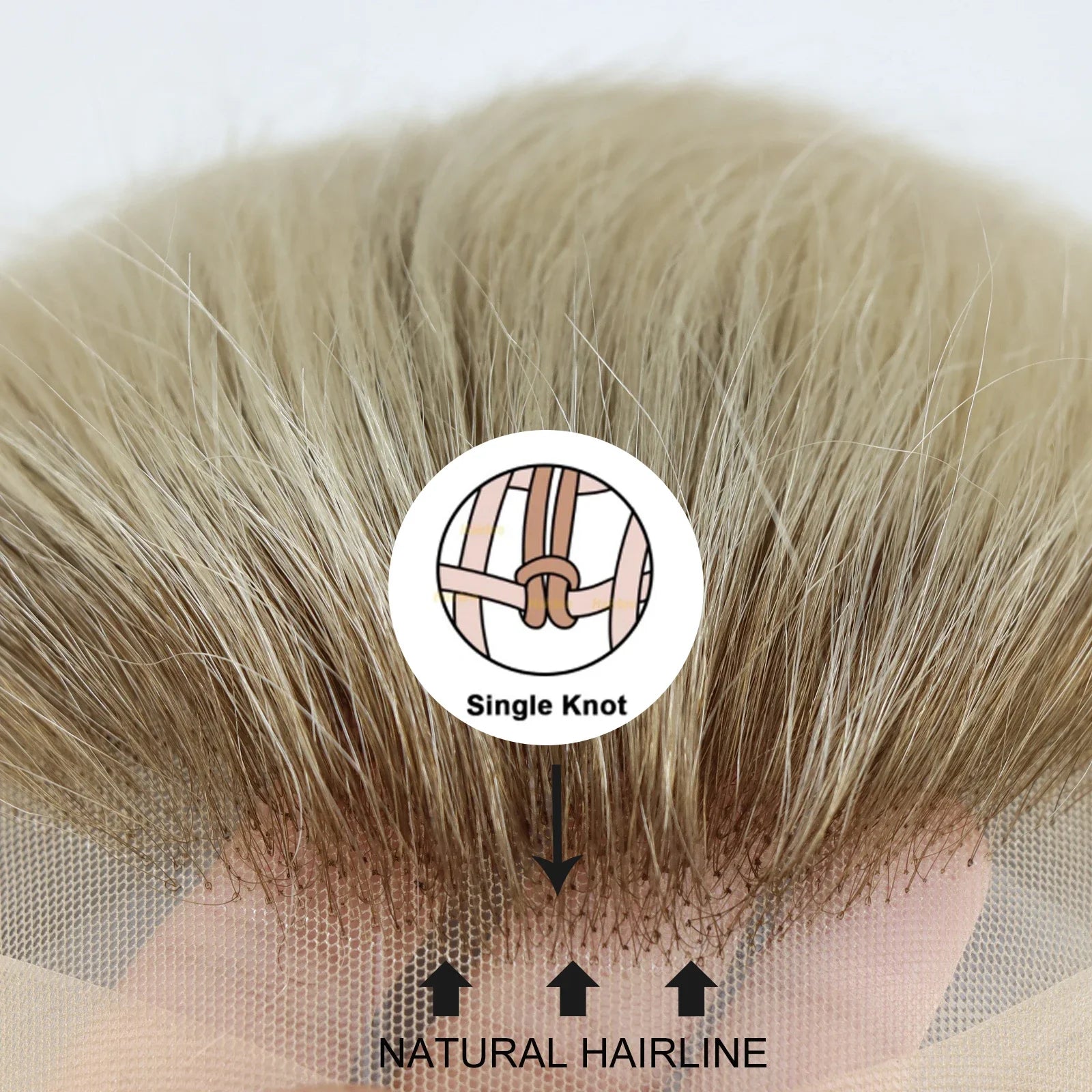 Ombre Platinum Blonde Lace Front Toupee | Sophisticated "Capillary Prosthesis" Silhouette | Dark Roots #613 Remy Human Hair System | "Dignified" High-Performance 8x10 Lace & PU Base for Radiant Versatile Styling Luxegan