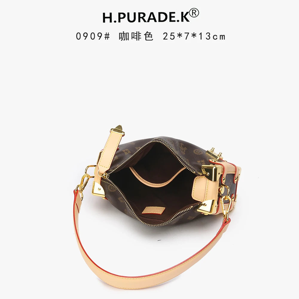 Stylish Coffee Brown Crossbody Bag | Hard Shell Underarm Shoulder Purse & Lightweight Casual Handbag Luxegan