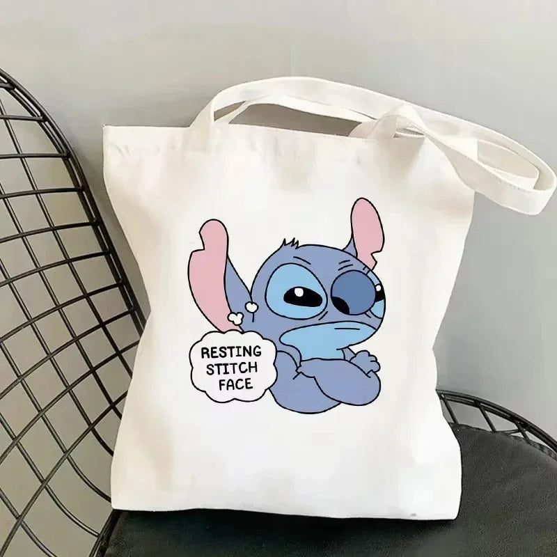 Disney Lilo & Stitch Cartoon Canvas Bag | Unisex Large Capacity Student Backpack & Shoulder Tote | Casual Shopping Totes Luxegan