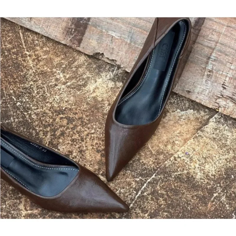 Sexy Glossy Stiletto Pumps | Sophisticated Burgundy & Nude Office Heels | Elegant "Pointed Toe" Wedding Bridal Shoes | "Dignified" Quality Slip-On Pumps for Radiant Versatile Styling Luxegan