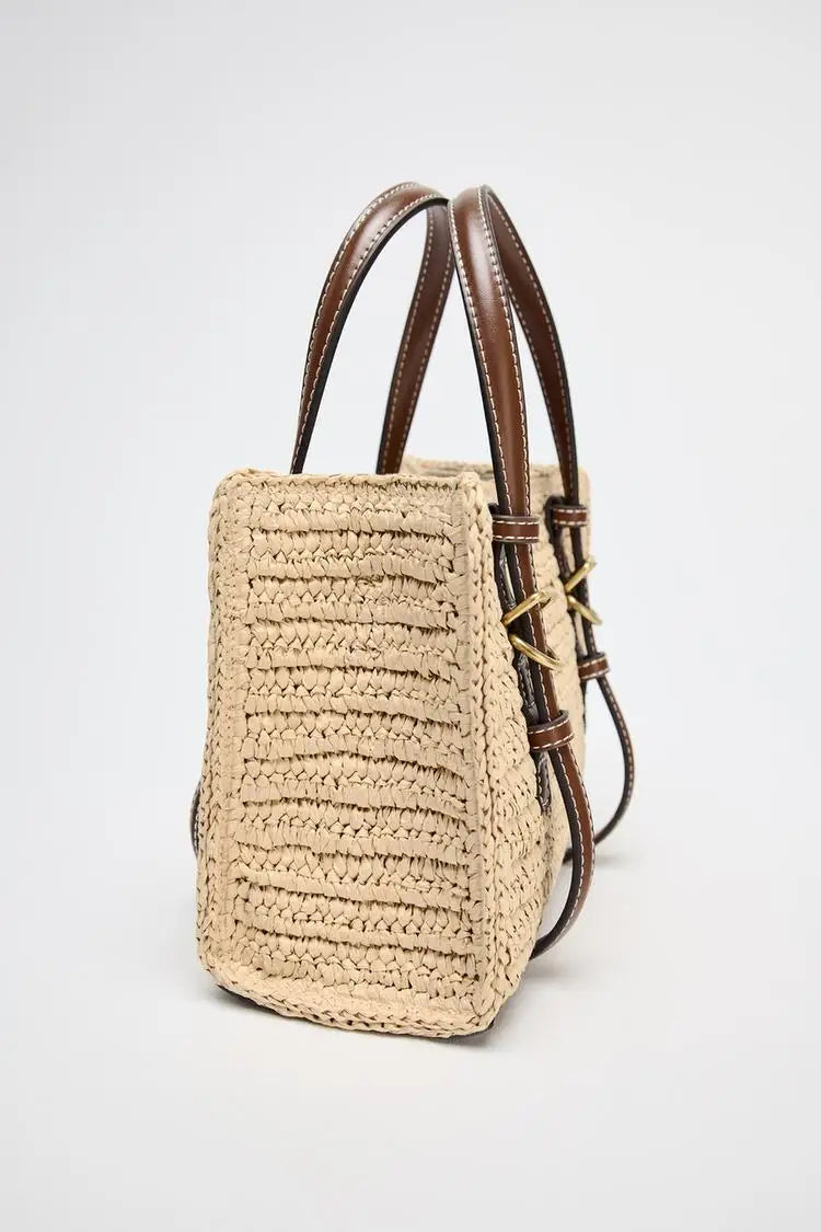 Soft Woven Paper Straw Tote | Small Fashion Crossbody Bag Luxegan