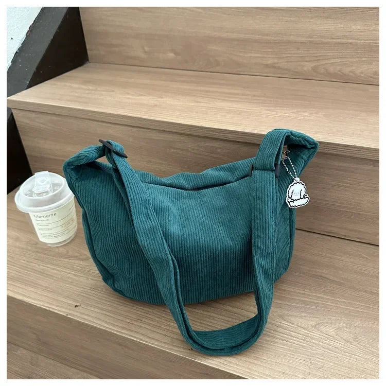Corduroy "Lazy Wind" Dumpling Bag | Japanese Literary & Korean Casual Handbag Luxegan