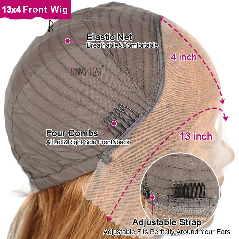 Ginger Blonde Body Wave Wig | Sophisticated 13x4 HD Transparent Lace Frontal | Elegant "Honey Ginger" Brazilian Human Hair | "Dignified" 16–32 Inch Pre-Plucked Remy Hair for Radiant Versatile Styling Luxegan