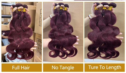 Burgundy Body Wave Human Hair Bundles – 99J Red Colored Brazilian Remy Hair - view 2