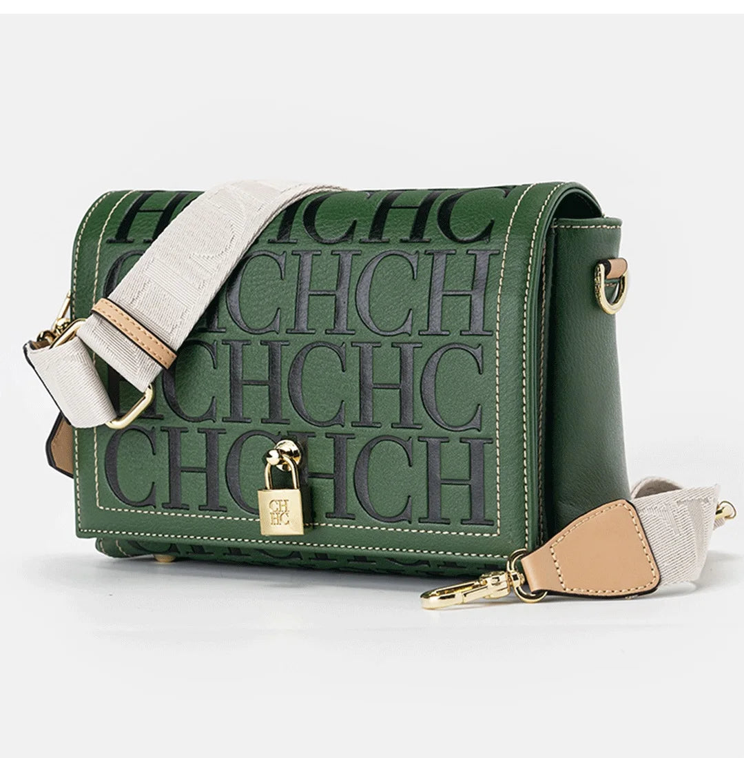 Elegant Letter Print Crossbody Bag | Niche Designer Satchel