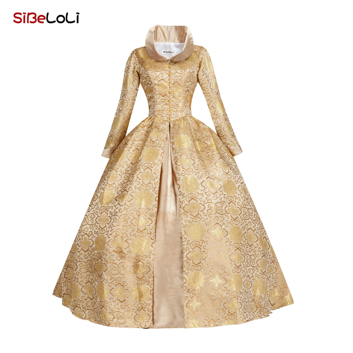 Victorian Renaissance Ball Gown – Square Neck, Flare Sleeve, Floor-Length, Empire Waist