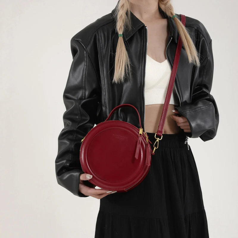 Round Crossbody Bags for Women | High Quality PU Leather Designer Shoulder Bag & Female Clutch Purse (Solid, Soft) Luxegan