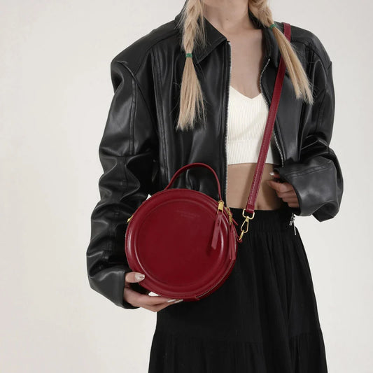 Round Crossbody Bags for Women | High Quality PU Leather Designer Shoulder Bag & Female Clutch Purse (Solid, Soft) Luxegan