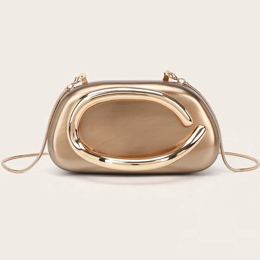 Women’s Luxury Gold Metal Evening Clutch | Sophisticated "Box Shape" Bridal Handbag | Elegant Banquet Shoulder Wedding Purse | "Dignified" High-Performance Fashion Crossbody Bag for Radiant Versatile Styling Luxegan