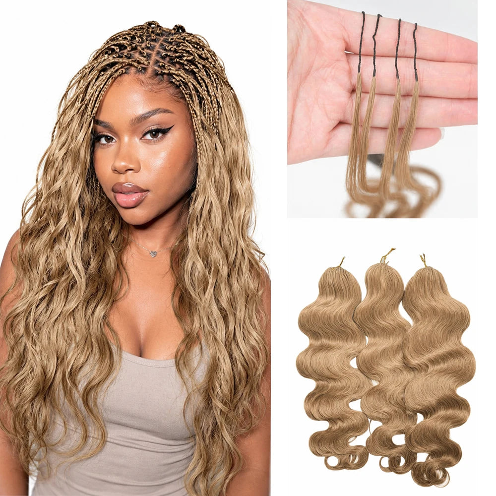 Honey Blonde Body Wave Human Hair Crochet Extensions | 16–24 Inch Luxegan