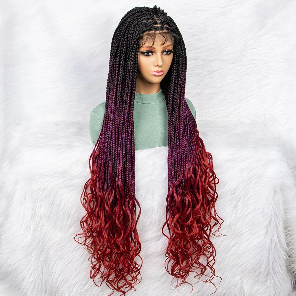 Lightweight Curly End Box Braids Wig | Lace Front Cornrows Luxegan