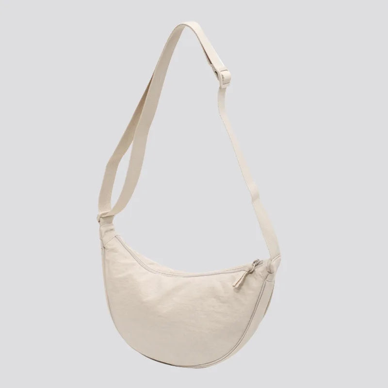 Solid Color Women's Portable Shoulder Bag Simple Female Nylon Cloth Padded Crossbody Bags | Travel Purse Handbags Messenger Bag Luxegan