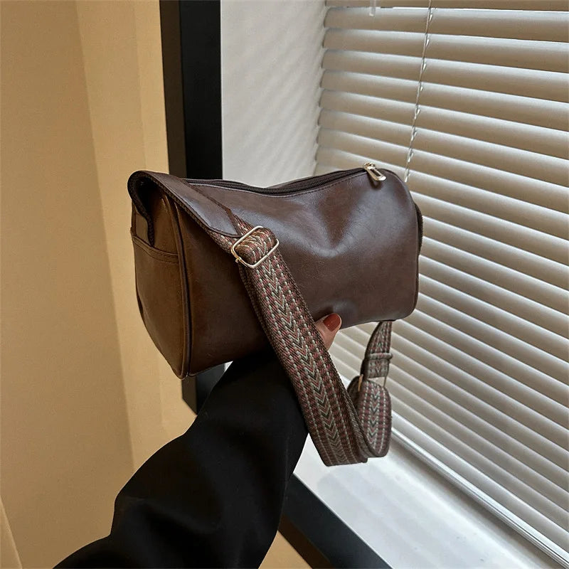 PU Leather Solid Pillow Bag | Soft Vintage Boston Designer Crossbody Luxegan