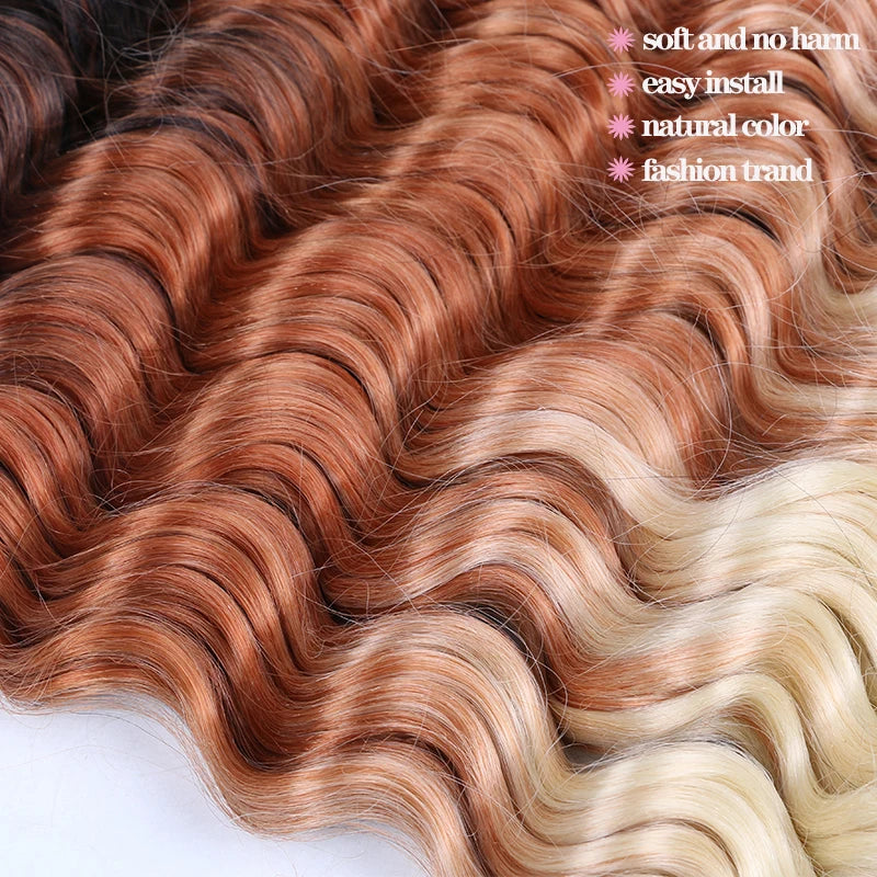 20" Deep Curly Crochet Braiding Hair | Deep Wave Bulk Synthetic Braid Extensions | 23 Colors