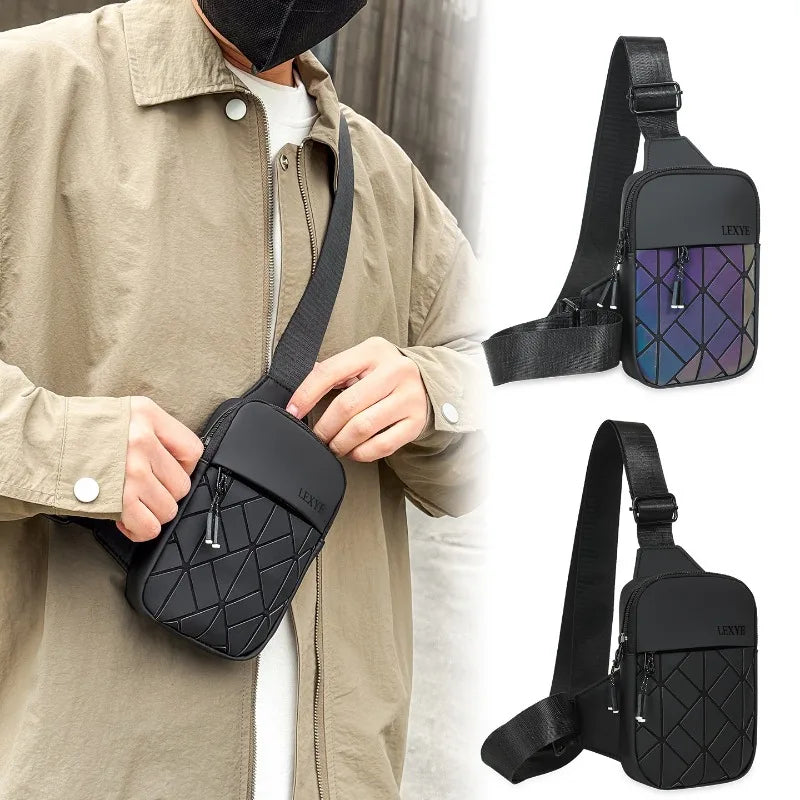 Universal Rhombus Grid Breast Bag | Sophisticated "Envelope" Silhouette | Premium Casual Fashion Mobile Phone Bag | "Dignified" High-Performance PU Crossbody for Radiant Versatile Styling Luxegan