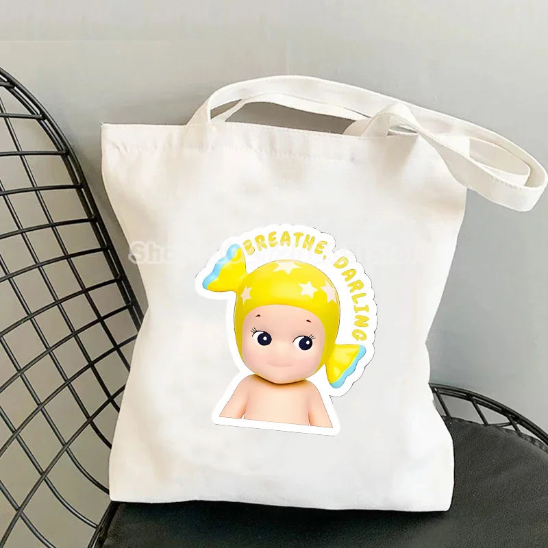 Canvas Character Casual Tote | Soft Cute Cartoon Shopping & Student Bag Luxegan