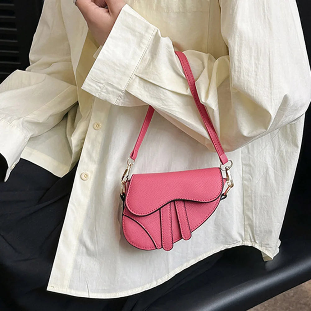 Mini Solid Saddle Crossbody | Soft Fashion Messenger Bag Luxegan