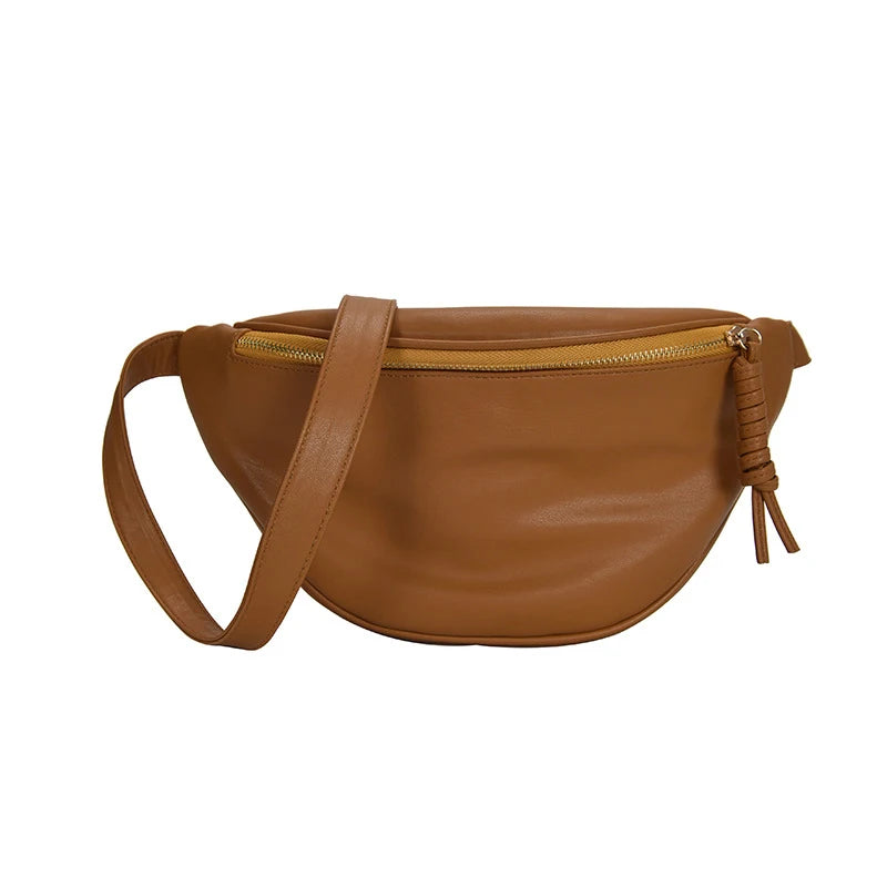 Fashion Simple Chest Pack | High-Quality PU Leather Fanny Bag for Women | Designer Waist Bag & Phone Purse | Versatile Female Shoulder Crossbody Bag (Model M02) Luxegan