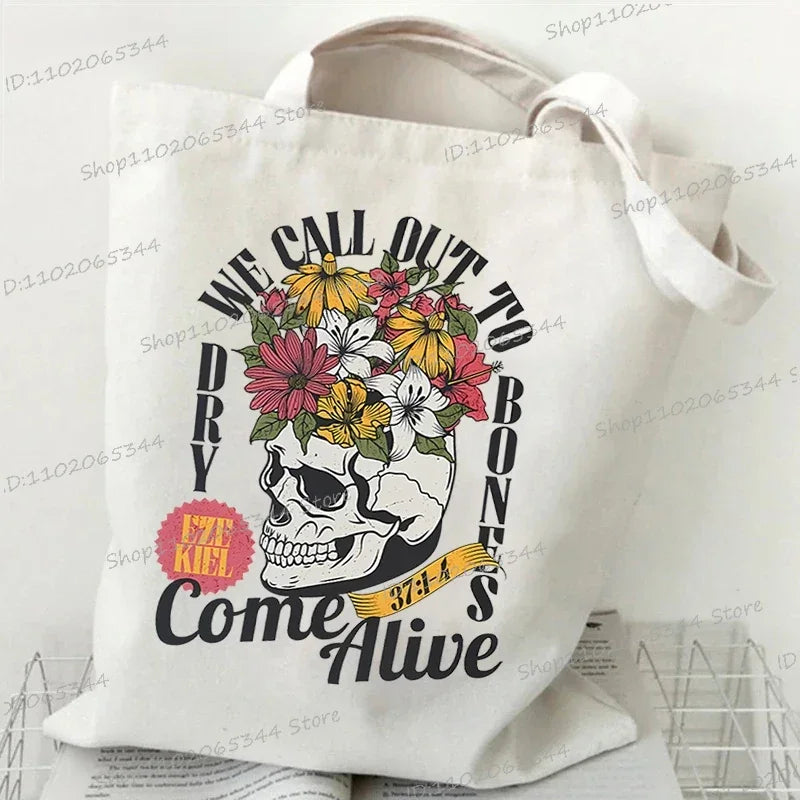 Vintage Wildflower Canvas Tote Bag | "Fruits of The Spirit" Religion Faith Shoulder Bag | Bohemia Casual Handbag for Teenagers (Unisex) Luxegan