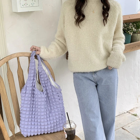 Soft Pleated Cloud Tote | Candy Color Large Capacity Shoulder Bag