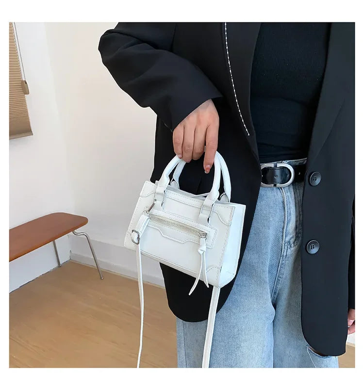 Western Style Crossbody Bag | Simple Textured Square Handbag Luxegan