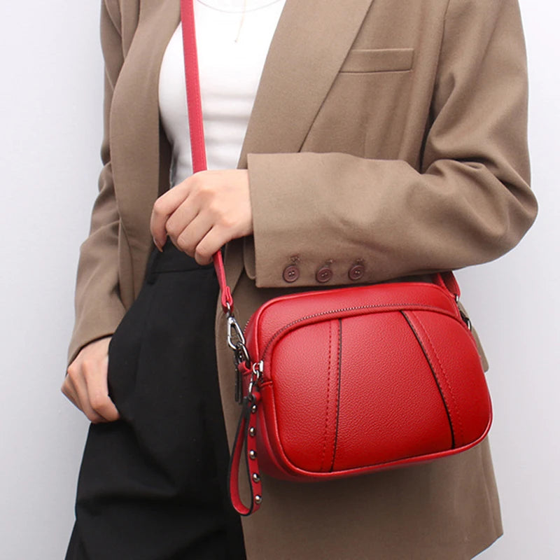 Fashionable Rivet-Accent Mobile Phone Bag | Sophisticated Solid-Color Shell Handbag | Elegant Soft PU Leather Crossbody | "Dignified" Small Square Purse for Versatile Daily Styling Luxegan