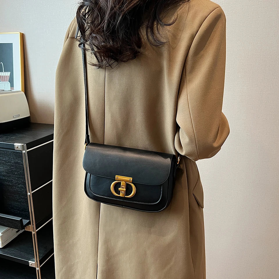 Retro Small PU Leather Bag Women's | Original Fashion Lock Crossbody Shoulder Sac & Senior Handbag Underarm Bag (Designer) Luxegan