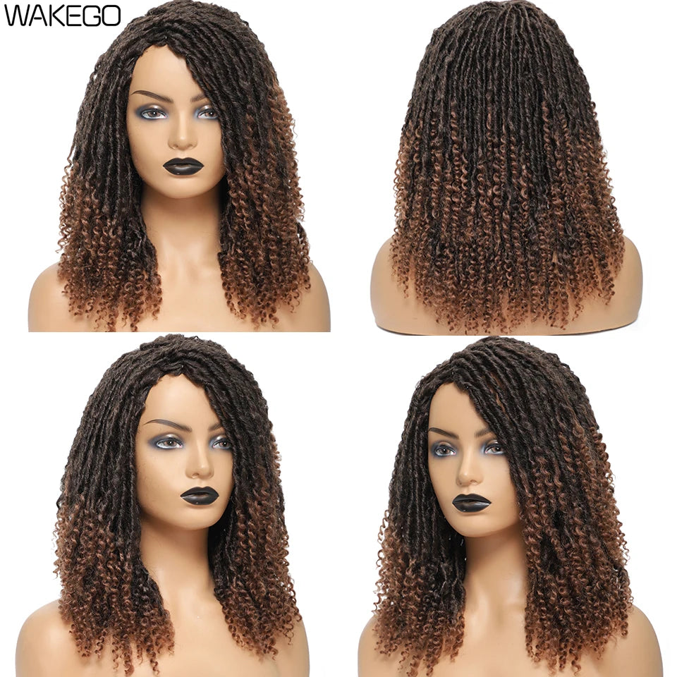 12 Inch Curly Faux Locs Dreadlock Wig | Machine or Headband Cap