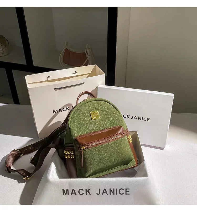 High-Quality Genuine Cowhide Leather Backpack | Autumn Floral Embossed Women’s Handbag & Lady’s Purse Luxegan