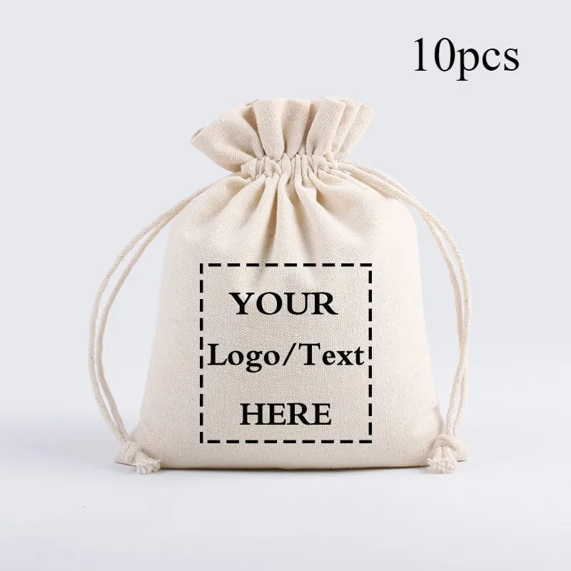 LOGO Custom Cotton Drawstring Bags | 10/20pcs Personalized Anti-Dust Storage Pouches | Eco-Friendly Gift Packaging for Home, Parties, Eid, Easter, and Christmas Luxegan