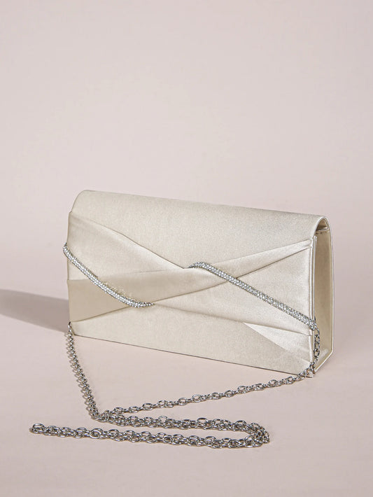 Hand Clutch Bag & Evening Clutch Bag for Women | Sparkling Crystal Rope Ruched Handbags & Glitter Envelope Purse for Party Girls Luxegan