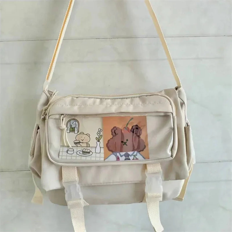 Japanese Harajuku Style Canvas Messenger Bag | Large Capacity Student Tote Luxegan