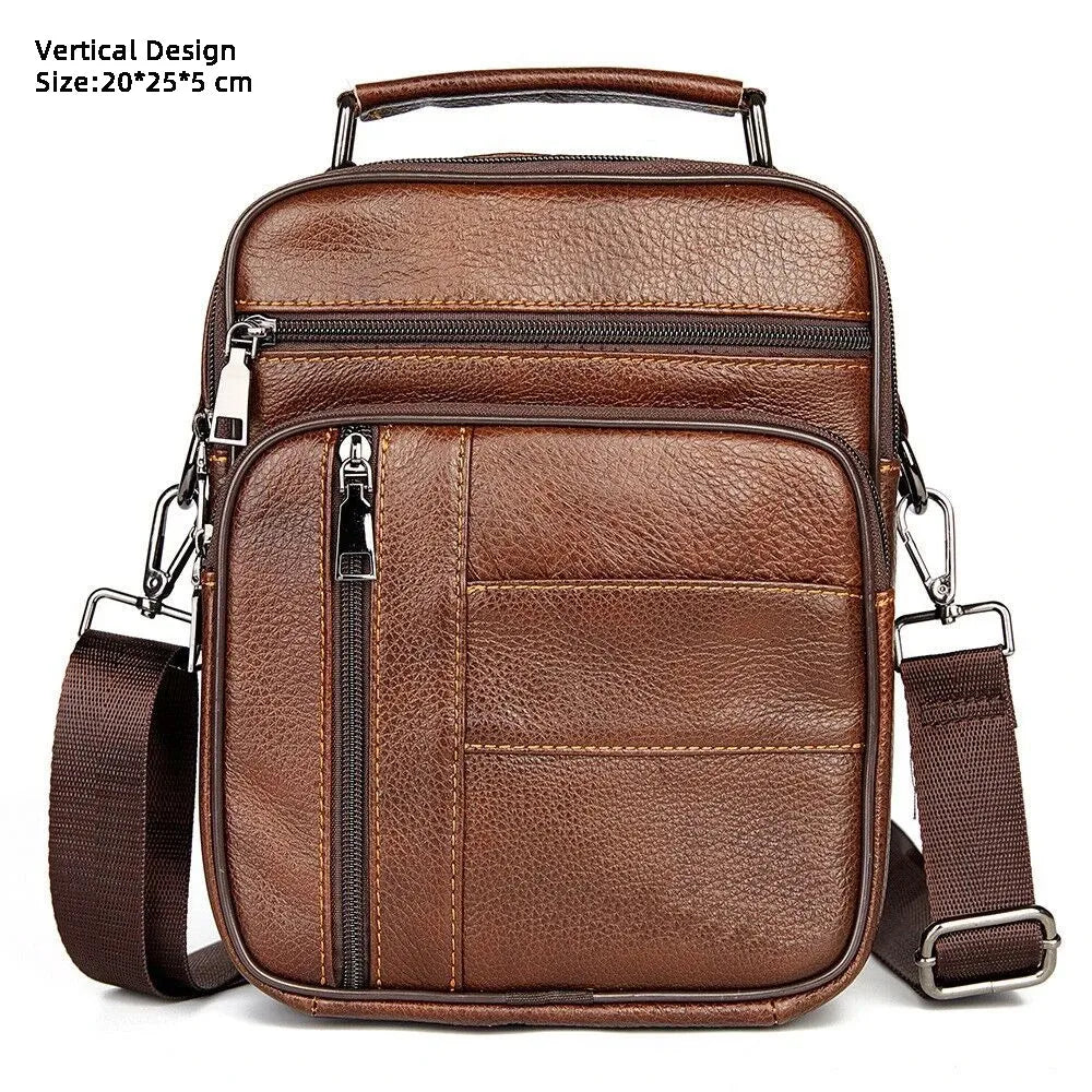 Hot Fashion Men's Genuine Leather Messenger Bag | Luxury Brand Soft Crossbody for Mini Pad & Shoulder Use Luxegan