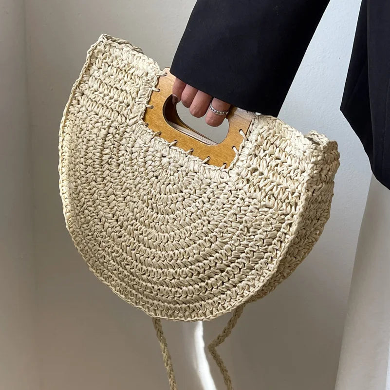 Designer Woven Straw Tote | Large Capacity Beach & Shopper Bag Luxegan