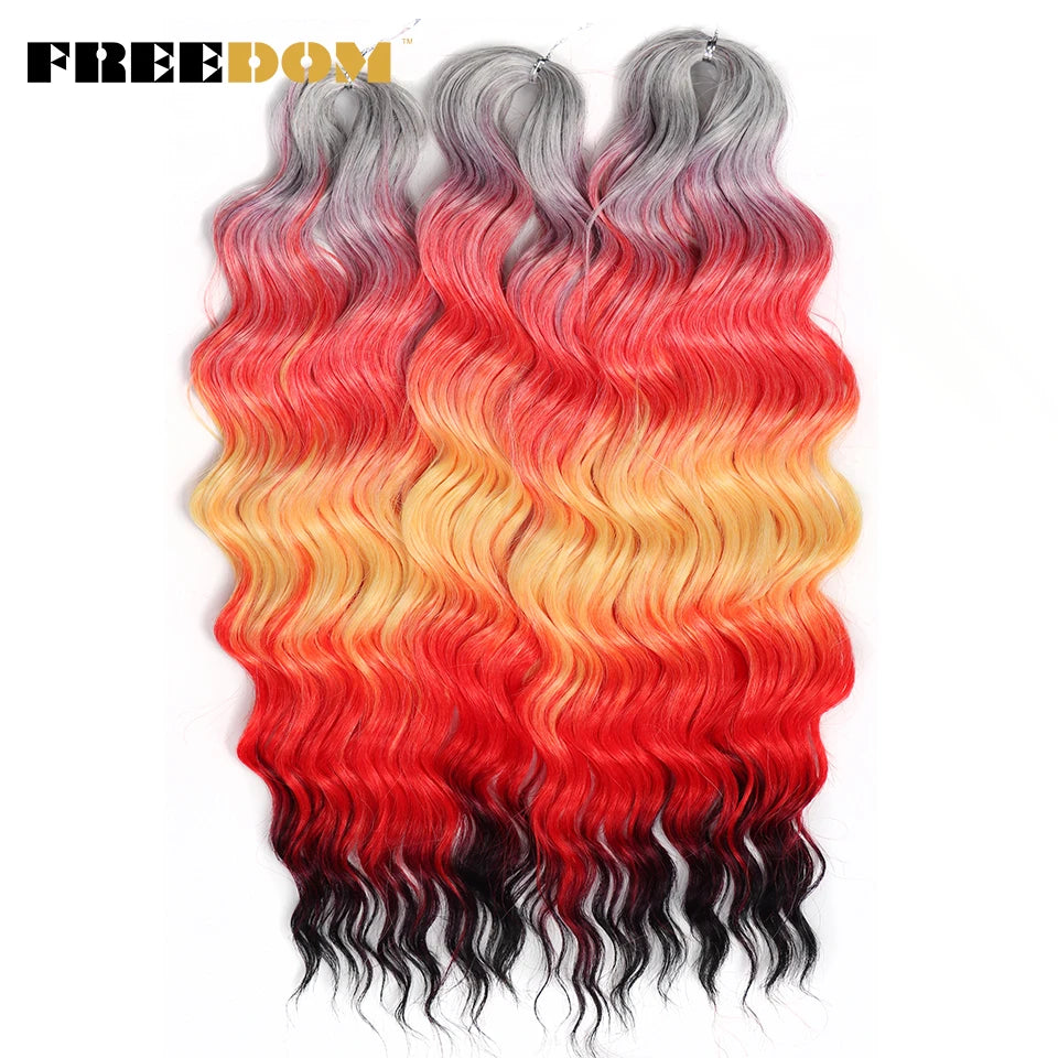 FREEDOM Synthetic Water Wave Crochet Braiding Hair 24 Inch – Ombre & Multi-Tone | 88 Colors | 300g - view 47