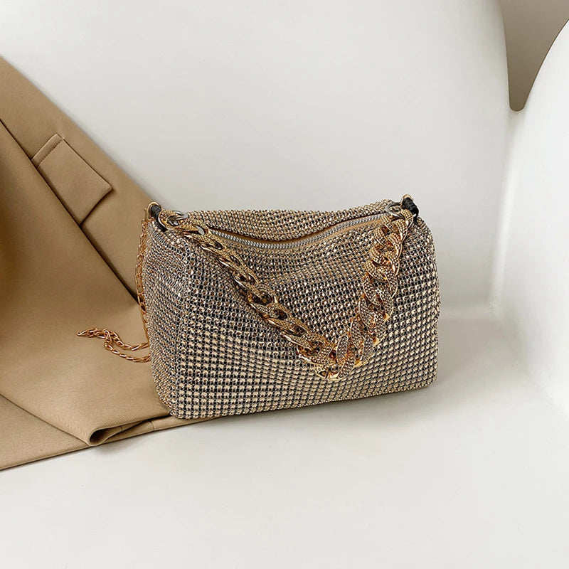 Bling Diamond Design Small Crossbody Messenger Bags | Women Summer Trend Luxury Fashion Travel Shoulder Handbags & Purses Luxegan