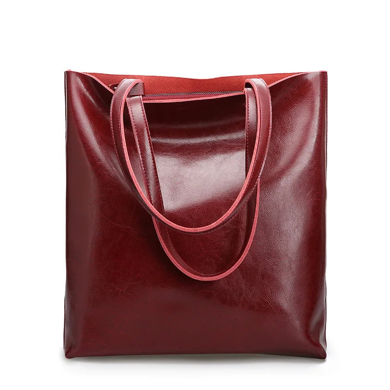 Real Genuine Leather Women's Shoulder Bags | Large Capacity Female Fashion Office Retro Handbag (Cow Leather, Big Bags for Women) Luxegan