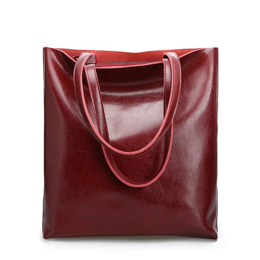 Real Genuine Leather Women's Shoulder Bags | Large Capacity Female Fashion Office Retro Handbag (Cow Leather, Big Bags for Women) Luxegan