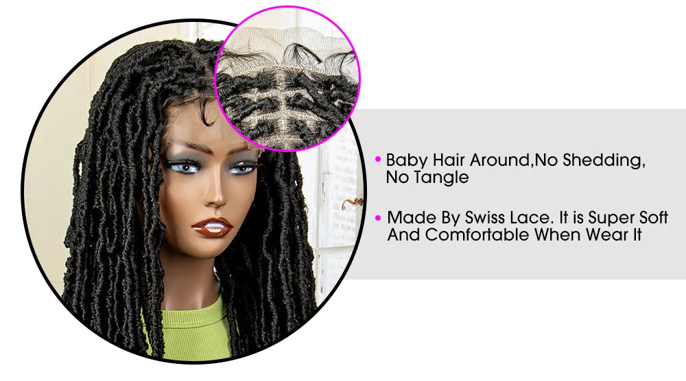 Super Long 36 Inches Synthetic Full Lace Dreadlock Box Braided Wigs for Afro Black Women Black Knotless Braiding Wigs Luxegan
