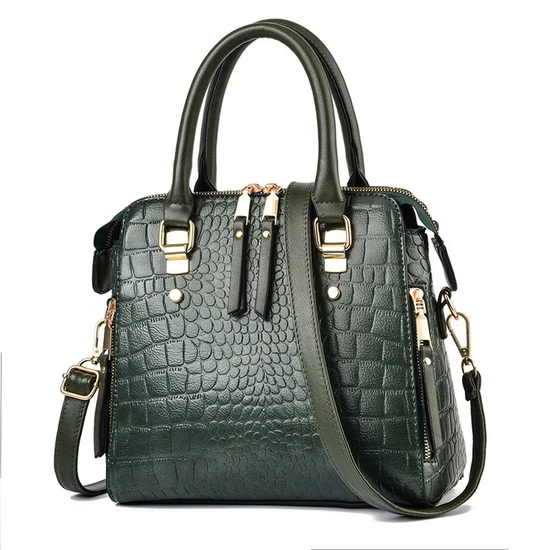Luxury Crocodile Pattern Handbag | PU Leather Tassel Shoulder Bag Luxegan